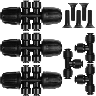 Complete Drip Irrigation Fittings Kit featuring 4-Way 1/2
